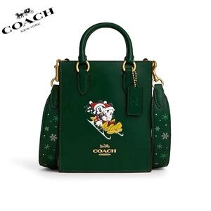 NWT Disney X Coach North South Mini Leather Tote With Sled Motif‎